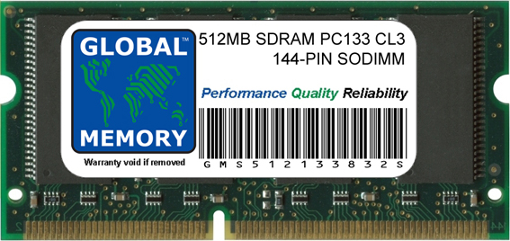 512MB SDRAM PC133 133MHz 144-PIN SODIMM MEMORY RAM FOR TOSHIBA LAPTOPS/NOTEBOOKS